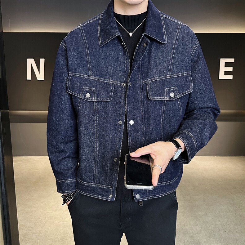 秋季2025新款牛仔夹克外套男翻领潮牌男装上衣A313-99051-P155,男装工装外套,电商A313