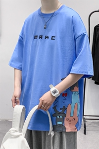 夏装纯棉T恤短袖2023男女学生潮牌印花圆领半袖 1600-P38 控价58图片