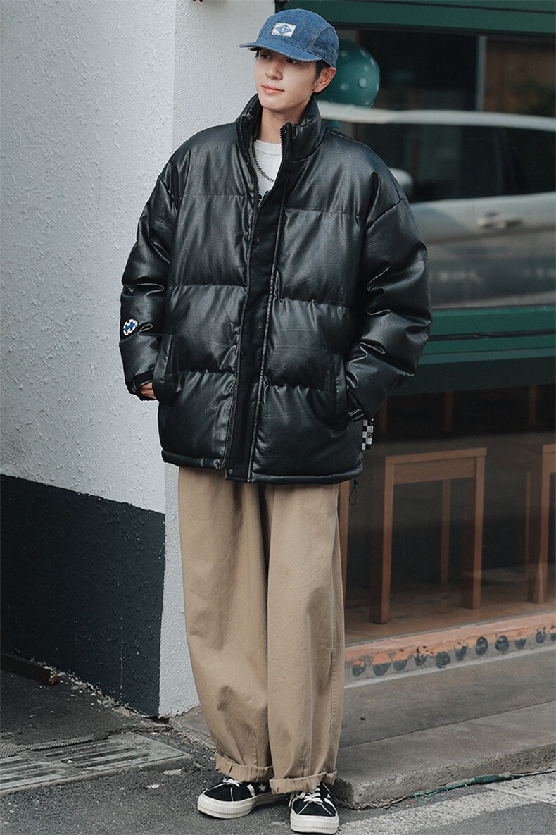 冬季男女外套加绒加厚休闲运动棉服立领PU皮棉衣8116-P135控价188,男装棉衣,电商A441-1
