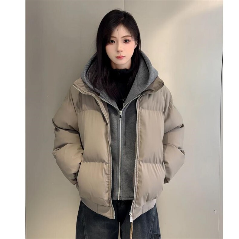 现货高品质重磅工艺美式高街假两件PU皮棉衣男女加厚棉服外套，男装棉衣，电商A486