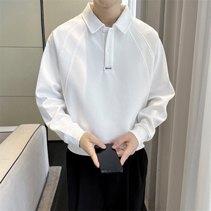 盗图-简约宽松韩版长袖Polo衫外穿上衣MZ30/P65控95图片
