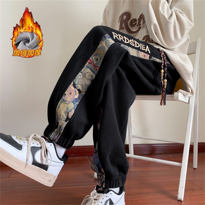 重工刺绣卫裤男款春秋季2025新款青少年新中式国潮宽松束脚运动裤，男装休闲裤，电商D229A