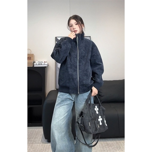 美式扎染机车皮衣夹克外套男春季廓形正肩高级感25XJ55259特批60图片