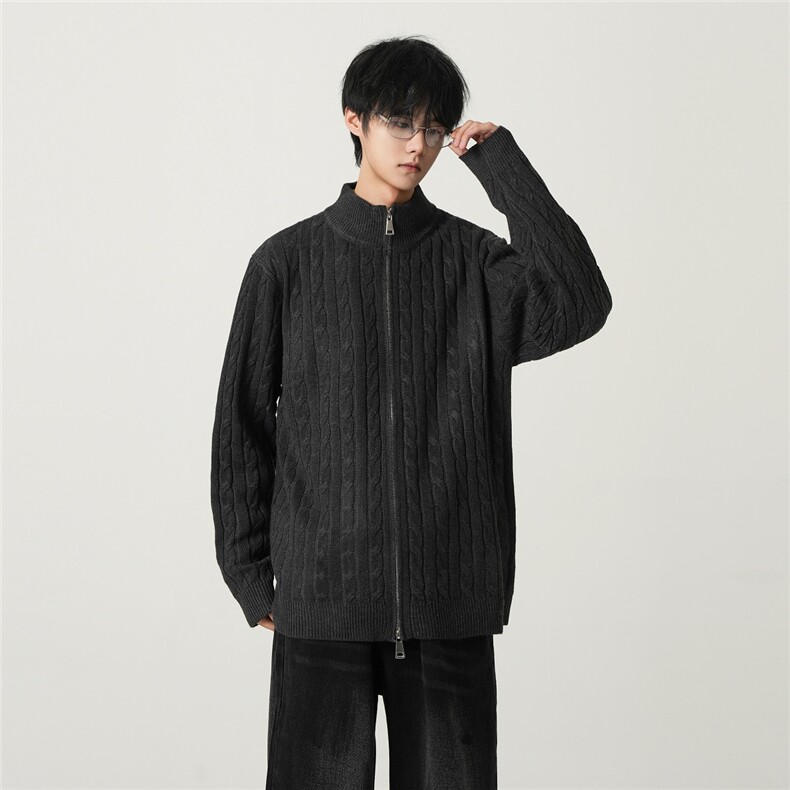2025绞花开衫高领毛衣针织长袖百搭外套*AW16215*P75,男装针织衫/毛衣,星座511-1