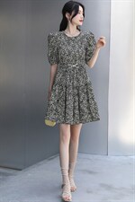 【现货】碎花纯棉小个子连衣裙高腰显瘦a字裙2024年夏季新款，女装连衣裙，美沁