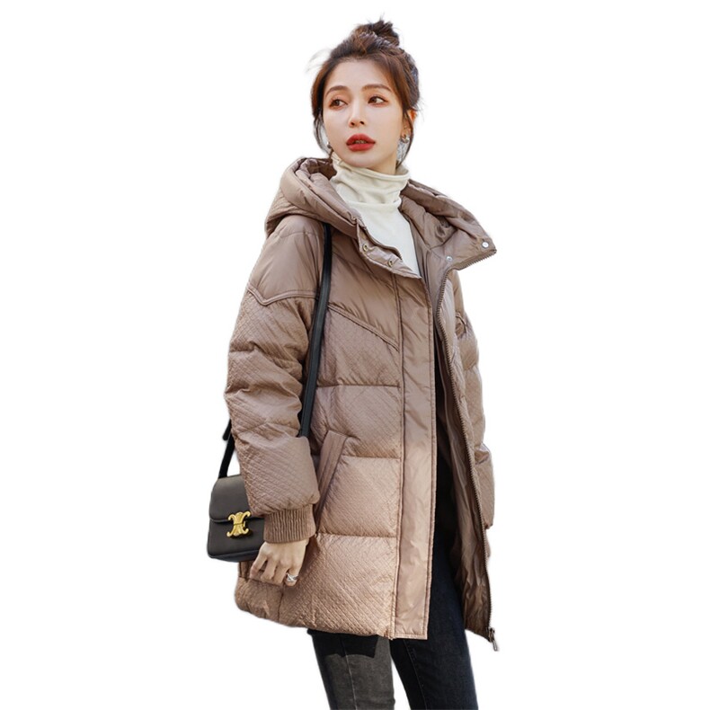 羽绒服女2022冬装新款女装韩版时尚中长款白鸭绒保暖外套,女装羽绒服,慧尚依恋