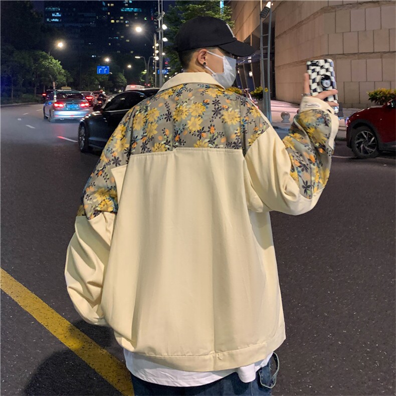 夹克男春秋季潮拼接印花宽松情侣外套港风休闲上衣W2004-P56,男装夹克,星座512-2