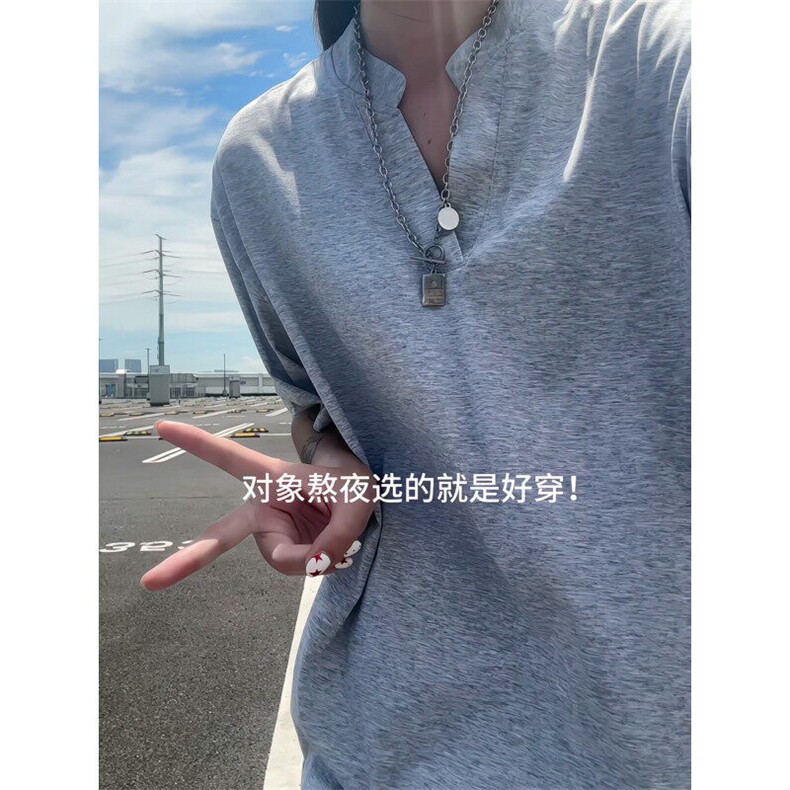 XZ809A/FFF01/P45/控58抖音品质索罗那情侣V领T恤,男装T恤,星座809A(原222-1)