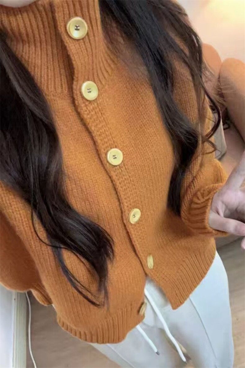 时尚百搭法式高领加厚羊毛开衫羊毛显瘦保暖外套,女装羊毛衫,旭驰羊绒