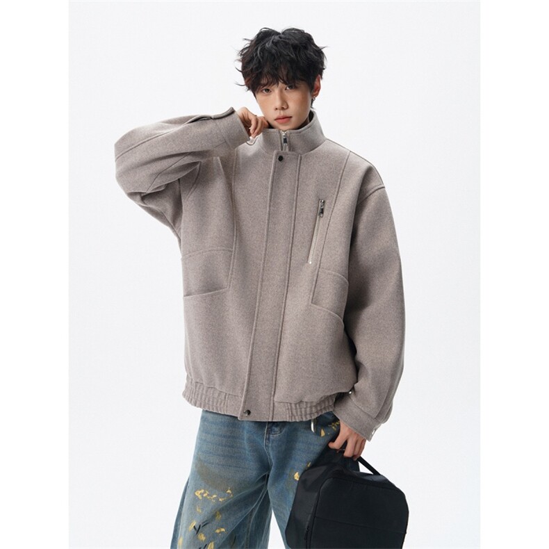 现货秋冬短款立领毛呢夹克男外套韩版加厚呢子上衣812-F675-P118，男装夹克，星座812