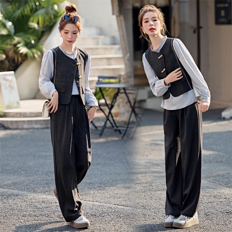 新中式国风套装女2025年开春新款高级松弛感超火减龄西装马甲穿搭,女装套装/套裙,瑶迪依秀