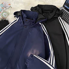 夹克男韩版潮流条纹拼色连帽高街帅2025秋冬新款ins外套W5366-P47，男装夹克，星座412