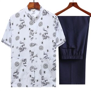 中老年复棉绸古禅修茶服居士服唐装改良汉服风男装民族套装图片
