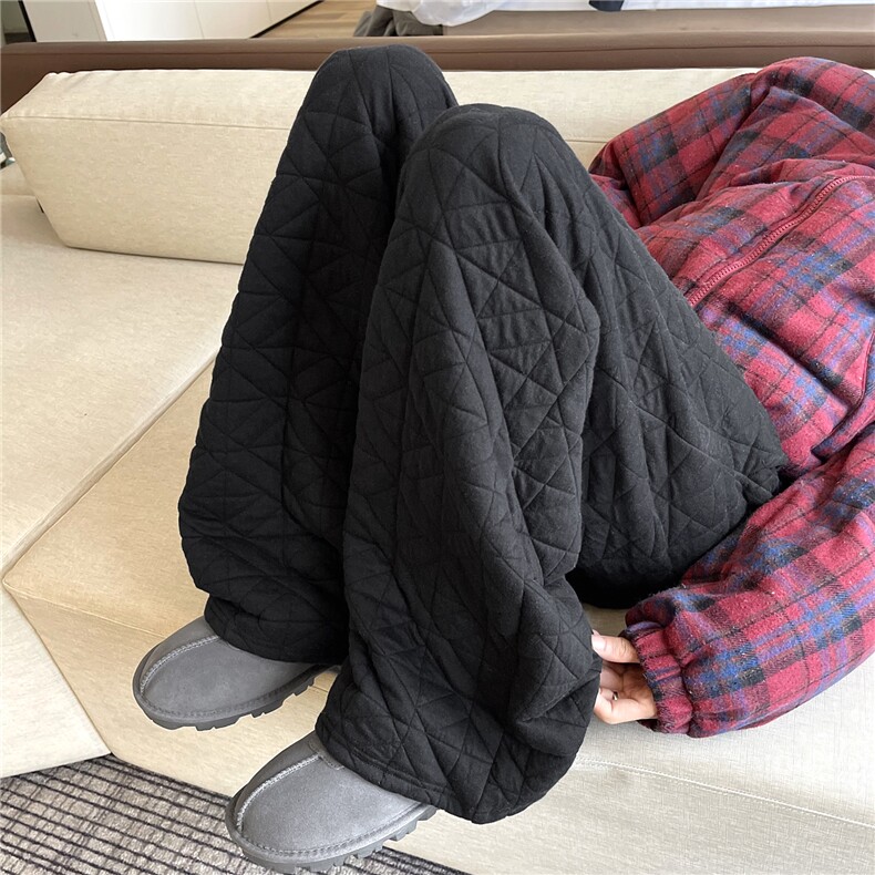 【现货】612-K228-P75冬季棉裤不规则菱格压线宽松直筒宽松休闲裤,男装休闲裤,星座612
