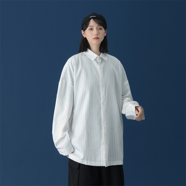 春秋款条纹衬衫外套女港风日系休闲宽松C1888P32,男装衬衫,星座1116-2