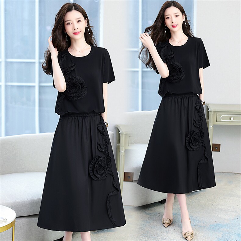 套装女2023年夏季新款女装休闲/淑女两件套装裙，女装套装/套裙，妙形