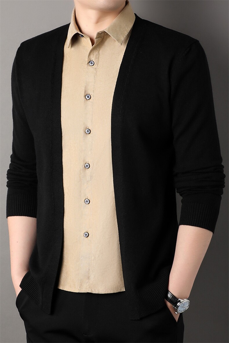 男式2023年秋季新款长袖T恤青年翻领针织打底假两件体恤,男装针织衫/毛衣,电商B360