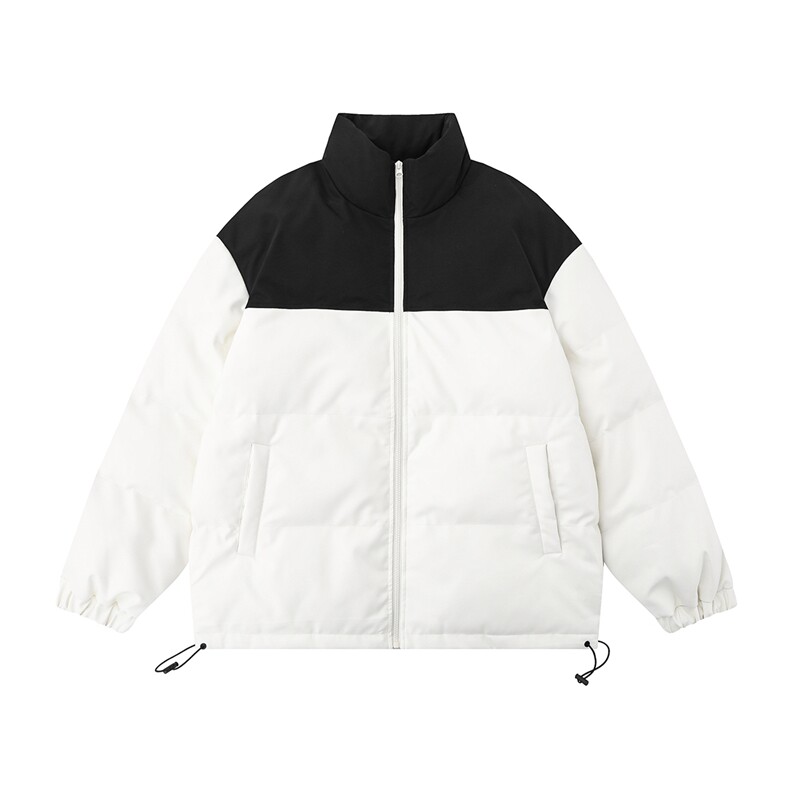 白底平铺二开拼色立领面包服时尚保暖情侣棉服A247-MY400特批75,男装棉衣,电商A247