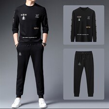 2023春秋季套装中年人商务休闲时尚两件套商务长袖圆领卫衣男上衣，男装休闲套装，电商B212（原钱塘6029）