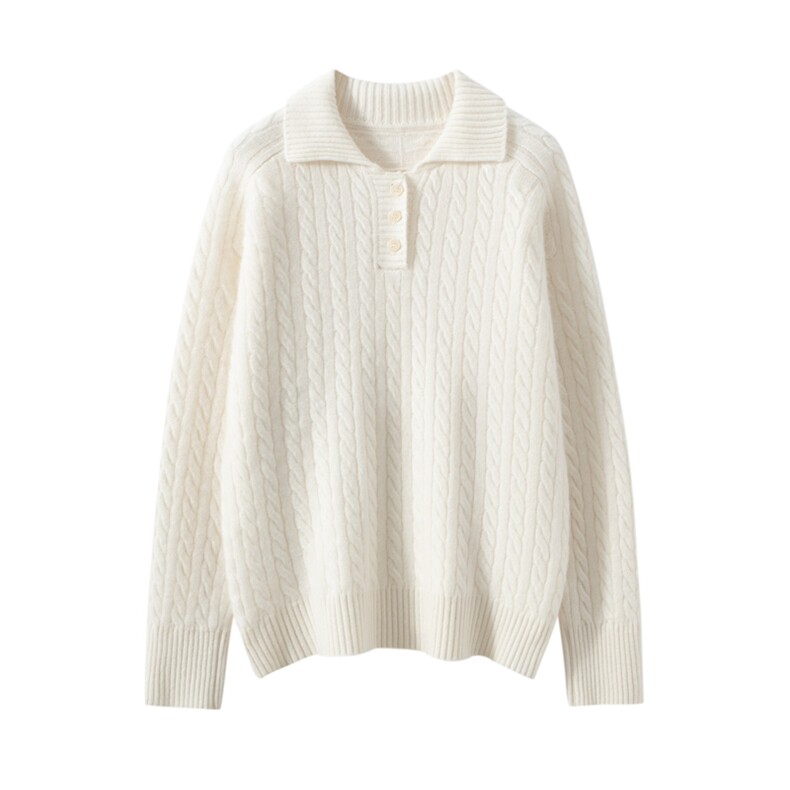 2025年秋季宽松型套头长袖单件常规时尚百搭羊绒衫，女装羊绒衫，雪山红莲