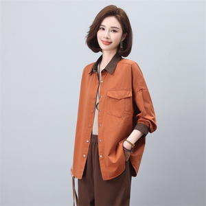 时尚长袖衬衫女2024春季新款Polo领小个子衬衣百搭洋气设计感上衣图片