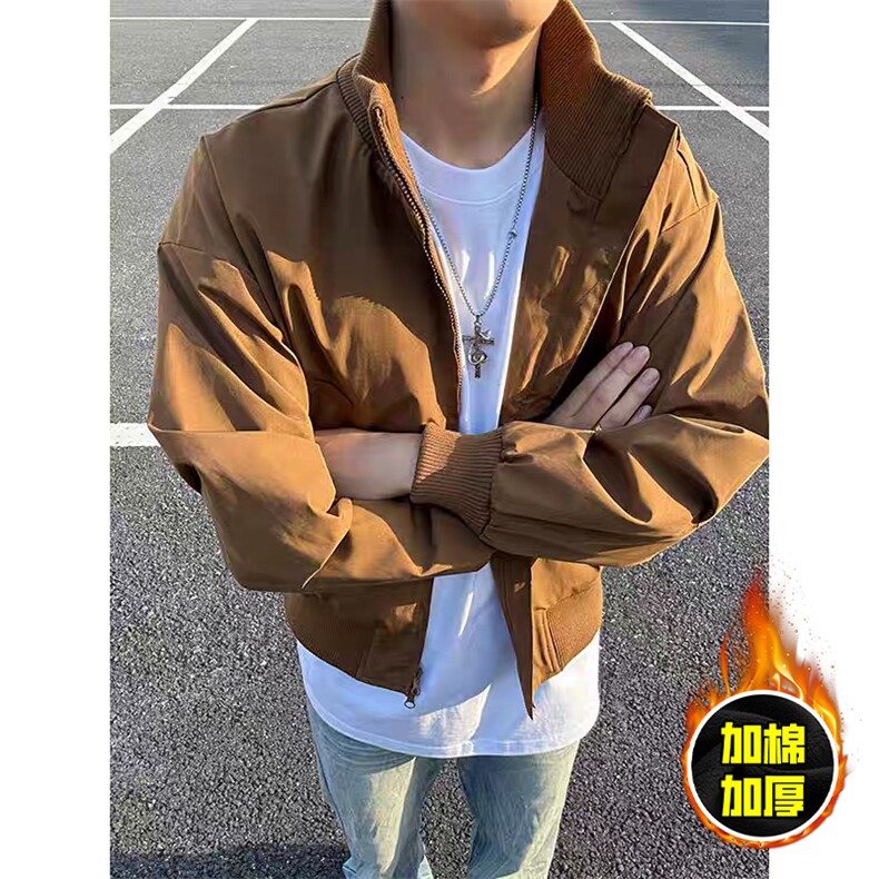 棉衣5W件现货冬季美拉德立领飞行夹克廓形高街棒球服加棉加厚外套，男装夹克，电商A486