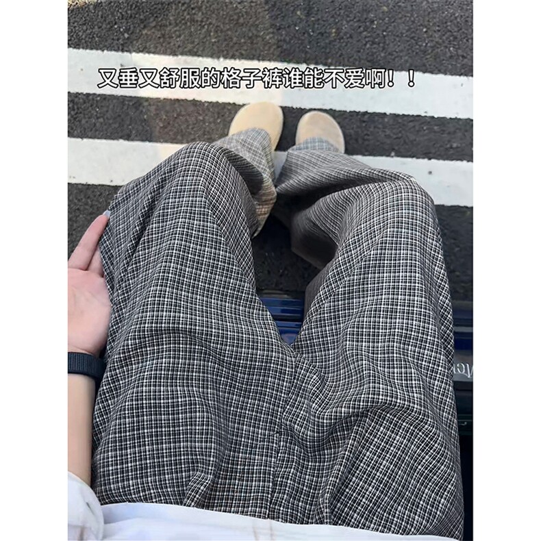 复古韩潮潮搭个性撞色格子裤复古高街简约休闲百搭裤K805TP45控88图片