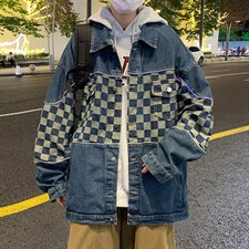 棋盘格夹克男春秋新款潮牌复古日系宽松潮流牛仔上衣W5427-P58，男装夹克，星座512-2