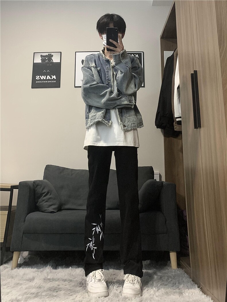 竹子新中式牛仔裤高品质不掉色不起球某音cleanfit穿搭,男装牛仔裤,星座310A-4