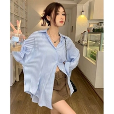 TC499-P45新款休闲长袖条纹气质上衣防晒衬衫，女装衬衫，星座617A-2