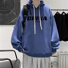 WY2001-P35纯棉连帽卫衣男大码运动帽衫宽松薄外套男，男装卫衣，电商A040