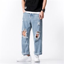 xz103A-k706-P48-限价78-无影墙大码长裤破洞，男装休闲裤，星座103A