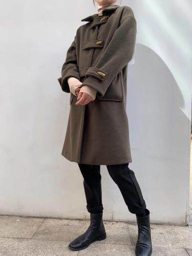 【现货】简约呢料牛角扣大衣 mLXL，女装，FUMEI赋美