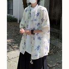 新中式风盘扣短袖衬衫潮牌夏季新款潮流衬衣男，男装衬衫，星座410-7