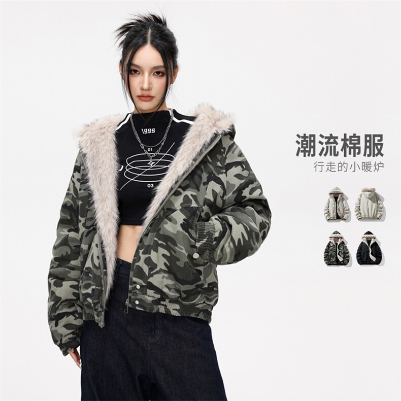美式座山雕毛领连帽棉衣男款冬季宽松休闲棉服外套MY2519-P98,男装棉衣,星座610（原A335）