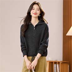 抽绳上衣女秋冬内搭可外穿毛衣洋气减龄2025高级气质打底衫高领，女装羊毛衫，艾米