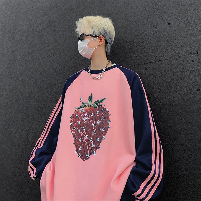 抖音得物供货提供视频秋冬重磅美式宽松织带圆领卫衣0732,男装卫衣,电商A486