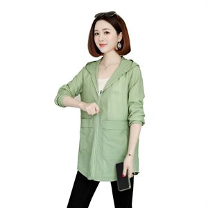 2021夏季韩版新款防晒衣女防紫外线薄款连帽外套女中长款防晒服图片