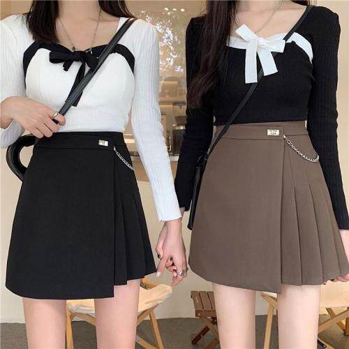 秋季新款百褶拼接半裙，女装半身裙，斐伦缇娜