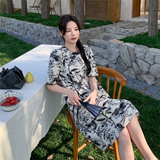 新款，中式水墨画连衣裙B081-4715-P115-K168，女装汉服/婚纱/旗袍/礼服，浙宝276（原081）