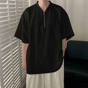 现货-夏季新品华夫格拉链短袖男潮牌百搭宽松T恤-AT23008-P55图片