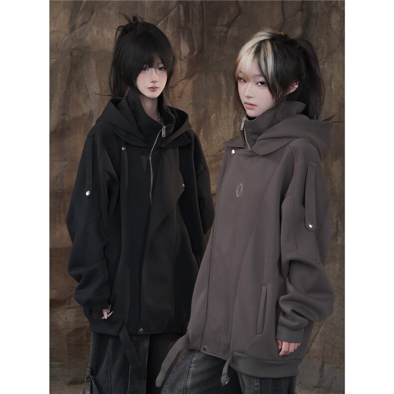 [004]连帽开衫卫衣情侣拉链高领休闲外套A079-W128-P66,女装短外套,电商A079