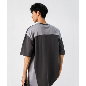 凉感双色拼接设计羽毛球球服大码M-5XL短袖T恤男DX78029P50控78图片