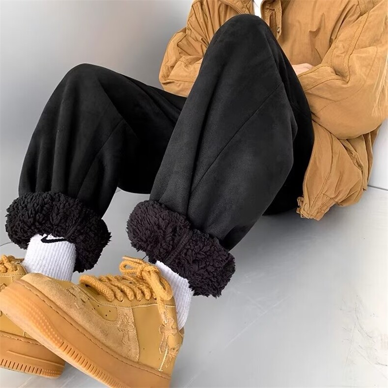 羊羔毛滑雪裤子男冬季加绒加厚东北外穿棉裤秋冬潮流鹿皮绒休闲裤，男装棉裤，星座506A