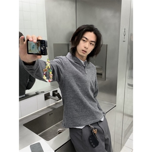 网图 罗马格奢品正肩长袖Polo衫男老钱风打底t恤猫眼宝石扣特P48图片