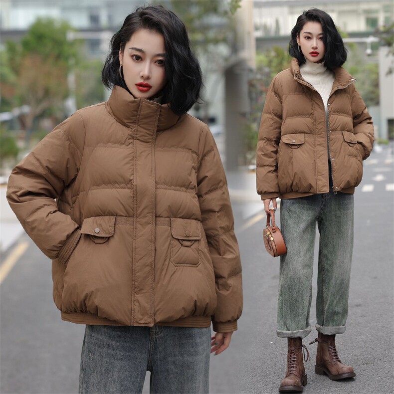 现货现货现货90白鸭绒休闲立领拉链羽绒服图片