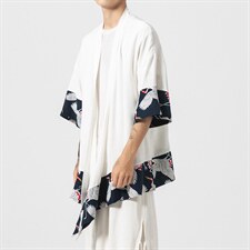 复古改良宽松开衫汉服风大码防晒衫披风薄外套男女F10/P65，男装民族服装，钱塘713