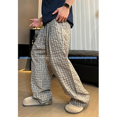 现货海岛泡泡格美拉德格子裤春夏休闲裤特P45，男装休闲裤，电商D205