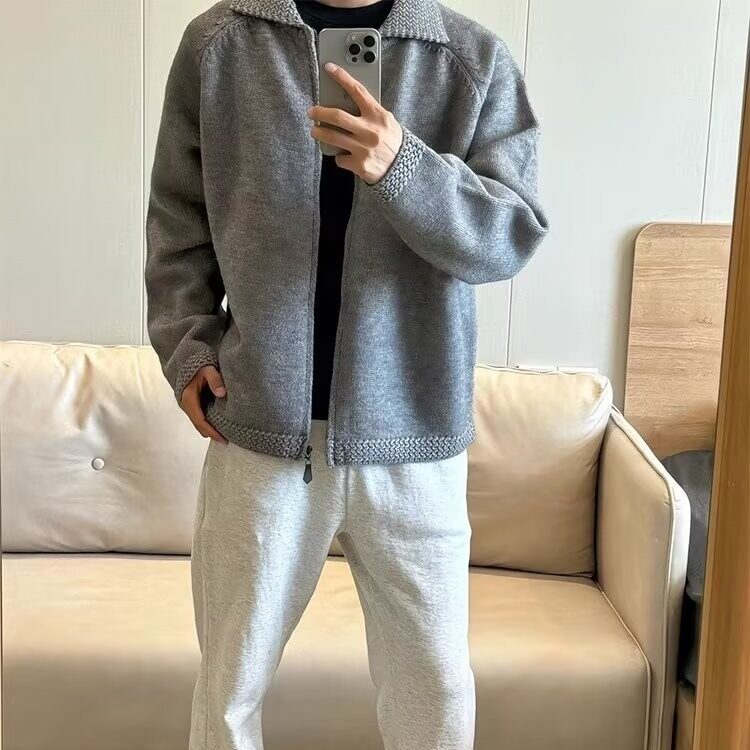 【有货】DM349-P65美式复古潮流宽松百搭休闲常规拉链长袖加厚,男装针织衫/毛衣,星座603-2