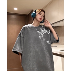 得物抖音直播高品质麂皮绒风印花宽松短袖djp295-特批23控39，男装T恤，星座605(原A050)